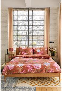 Terakota smeđa posteljina od pamučnoga satena za krevet za jednu osobu Bonami Selection Blossom, 140 x 220 cm