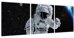 Slika - Astronaut u svemiru (sa satom) (90x30 cm)
