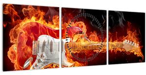 Slika - Gitara u plamenu (sa satom) (90x30 cm)