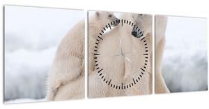 Slika - Polarni medvjedi (sa satom) (90x30 cm)