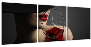 Slika - Žena s ružom (sa satom) (90x30 cm)