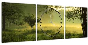Slika - Buđenje šume (sa satom) (90x30 cm)