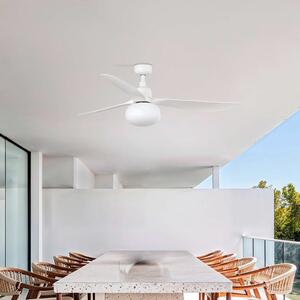 FARO BARCELONA Stropni ventilator Outwood s rasvjetom, bijeli, DC, tih, Ø150 cm, prigušiva, Bijela, Dnevni boravak/blagovaonica, Plastika