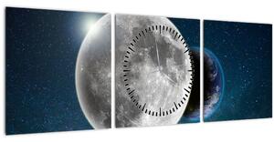 Slika - Zemlja u pomrčini Mjeseca (sa satom) (90x30 cm)