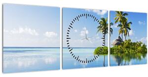 Slika - Tropski otok (sa satom) (90x30 cm)