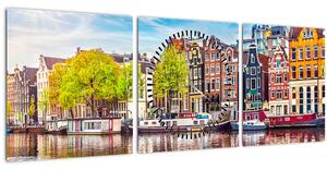 Slika - Plesajuće kuće, Amsterdam (sa satom) (90x30 cm)
