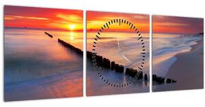 Slika - Zalazak sunca, Baltičko more, Poljska (sa satom) (90x30 cm)