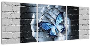 Slika - Leptir na zidu (sa satom) (90x30 cm)