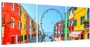 Slika - Otok Burano, Venecija, Italija (sa satom) (90x30 cm)