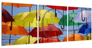 Slika šarenih kišobrana (sa satom) (90x30 cm)