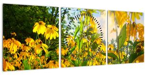 Slika žutog cvijeća (sa satom) (90x30 cm)