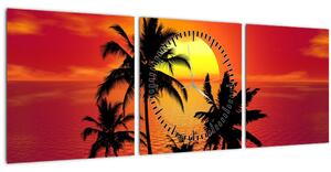 Slika siluete otoka s palmama (sa satom) (90x30 cm)
