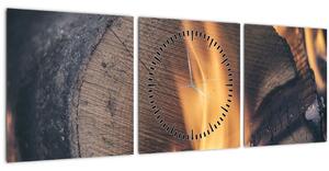 Slika drva koje gori (sa satom) (90x30 cm)
