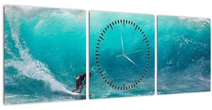 Slika surfera u valovima (sa satom) (90x30 cm)