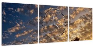 Slika - Palme među oblacima (sa satom) (90x30 cm)