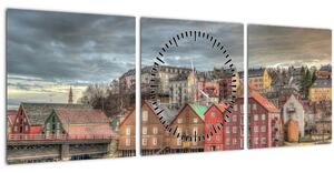 Slika - Kuće uz rijeku (sa satom) (90x30 cm)