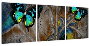 Slika - Svetli metulji na sliki (sa satom) (90x30 cm)