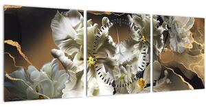 Slika - Cvetovi orhidej na marmornem ozadju (sa satom) (90x30 cm)