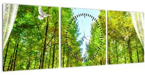 Slika - Pogled na gozd (sa satom) (90x30 cm)