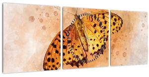 Slika - Oranžni metulj, akvarel (sa satom) (90x30 cm)