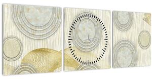 Slika - Abstrakcija, marmorni krogi (sa satom) (90x30 cm)
