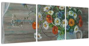 Slika - Travniške rože, oljna slika (sa satom) (90x30 cm)