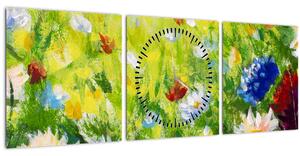 Slika cvetočega travnika, oljna slika (sa satom) (90x30 cm)
