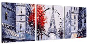 Slika ulice v Parizu, oljna slika (sa satom) (90x30 cm)