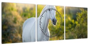 Slika belega konja na travniku (sa satom) (90x30 cm)