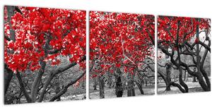 Slika - Rdeča drevesa, Central Park, New York (sa satom) (90x30 cm)