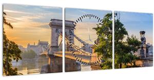Slika - Most čez reko, Budimpešta, Madžarska (sa satom) (90x30 cm)