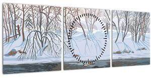 Slika - Lisica v zimski pokrajini (sa satom) (90x30 cm)
