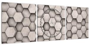 Slika - Heksagoni v betonski zasnovi (sa satom) (90x30 cm)
