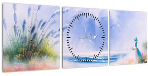 Slika - Romantična plaža, oljna slika (sa satom) (90x30 cm)