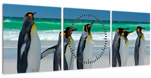Slika - Skupina kraljevih pingvinov (sa satom) (90x30 cm)