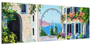Slika - Grška uličica, oljna slika (sa satom) (90x30 cm)