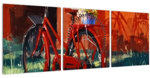 Poslikava rdečega kolesa, slika z akrilom (sa satom) (90x30 cm)