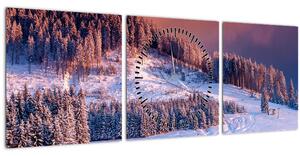 Slika zimske pokrajine (sa satom) (90x30 cm)
