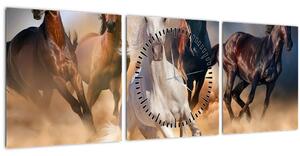 Slika - Konji v puščavi (sa satom) (90x30 cm)