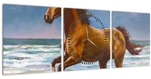 Slika konja na plaži (sa satom) (90x30 cm)