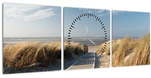 Slika - Peščena plaža na otoku Langeoog, Nemčija (sa satom) (90x30 cm)