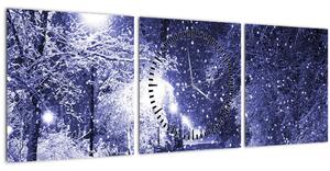 Slika - Čarobna zimska noč (sa satom) (90x30 cm)