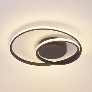Lindby LED stropna svjetiljka Emisua, crna, CCT, prigušiva, prigušiva, Crno, Dnevni boravak/blagovaonica, Aluminij