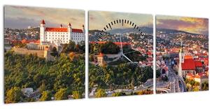 Slika - Panorama Bratislave, Slovaška (sa satom) (90x30 cm)
