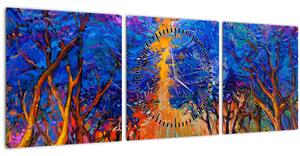Slika - Jesenske krošnje dreves, moderni impresionizem (sa satom) (90x30 cm)