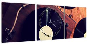 Slika gramofonskih plošč (sa satom) (90x30 cm)