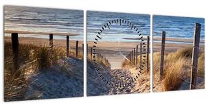 Slika - Cesta do plaže ob Severnem morju, Nizozemska (sa satom) (90x30 cm)
