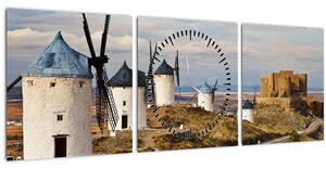 Slika - Mlini na veter Consuegra, Španija (sa satom) (90x30 cm)