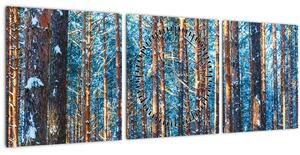 Slika - Zimski gozd (sa satom) (90x30 cm)