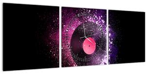 Slika - Vinilna plošča v roza-vijolični barvi (sa satom) (90x30 cm)